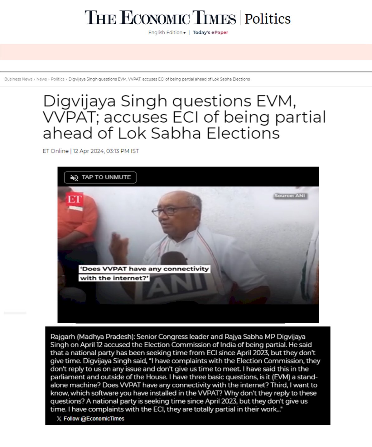 Digvijaya Singh questions EVM  VVPAT